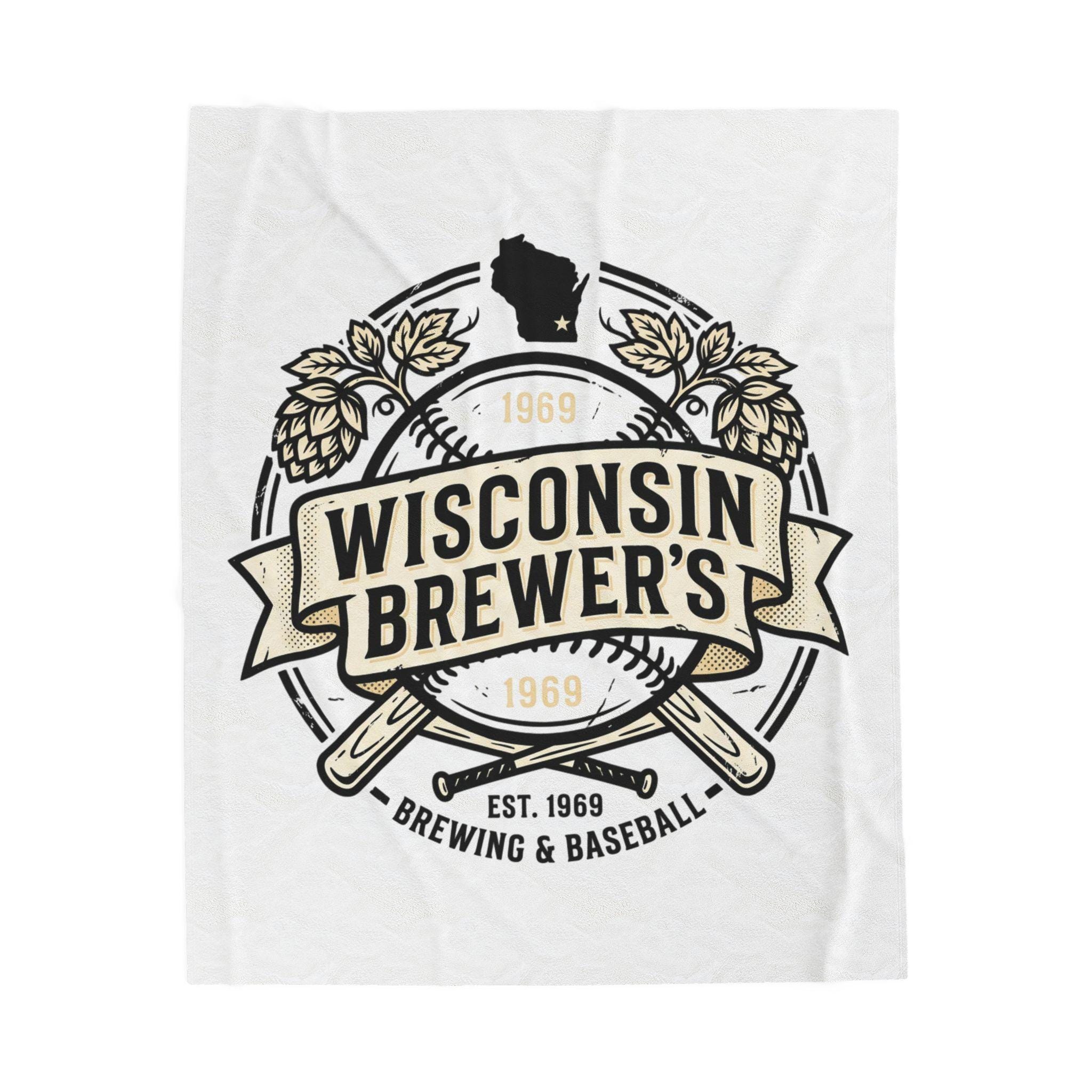 Wisconsin Brewers Baseball Velveteen Plush Blanket | Team Logo Throw